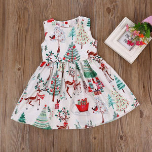 Christmas Tree Reindeer Girls Sleeveless Dress